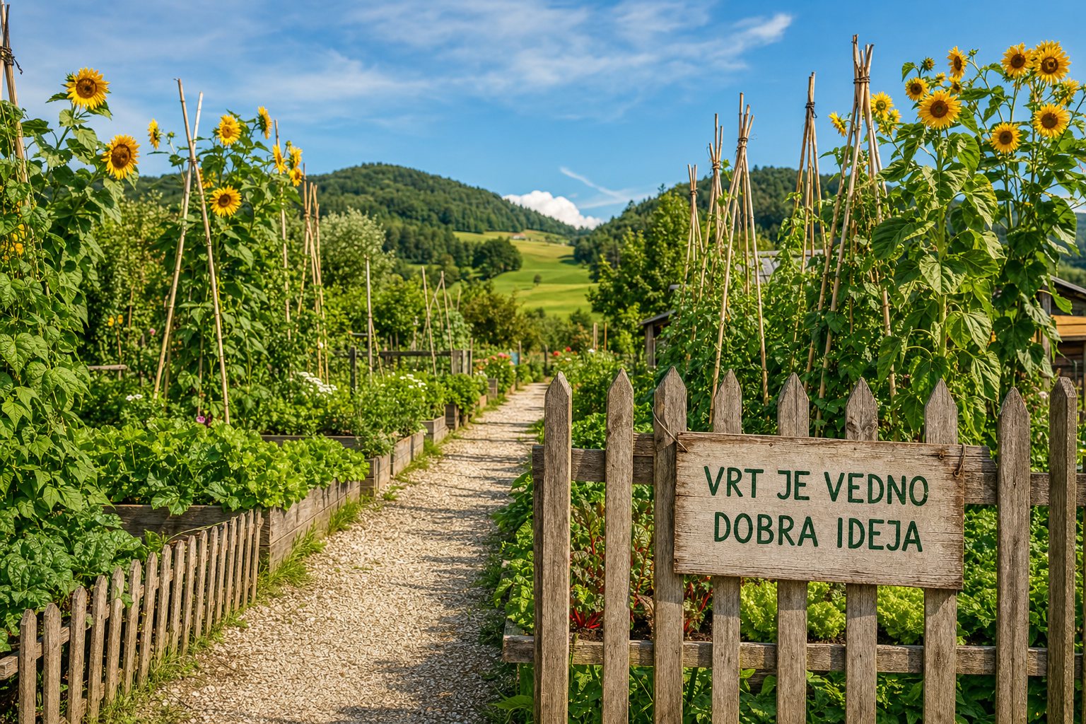 Pot med vrtički v Črnučah v Ljubljani