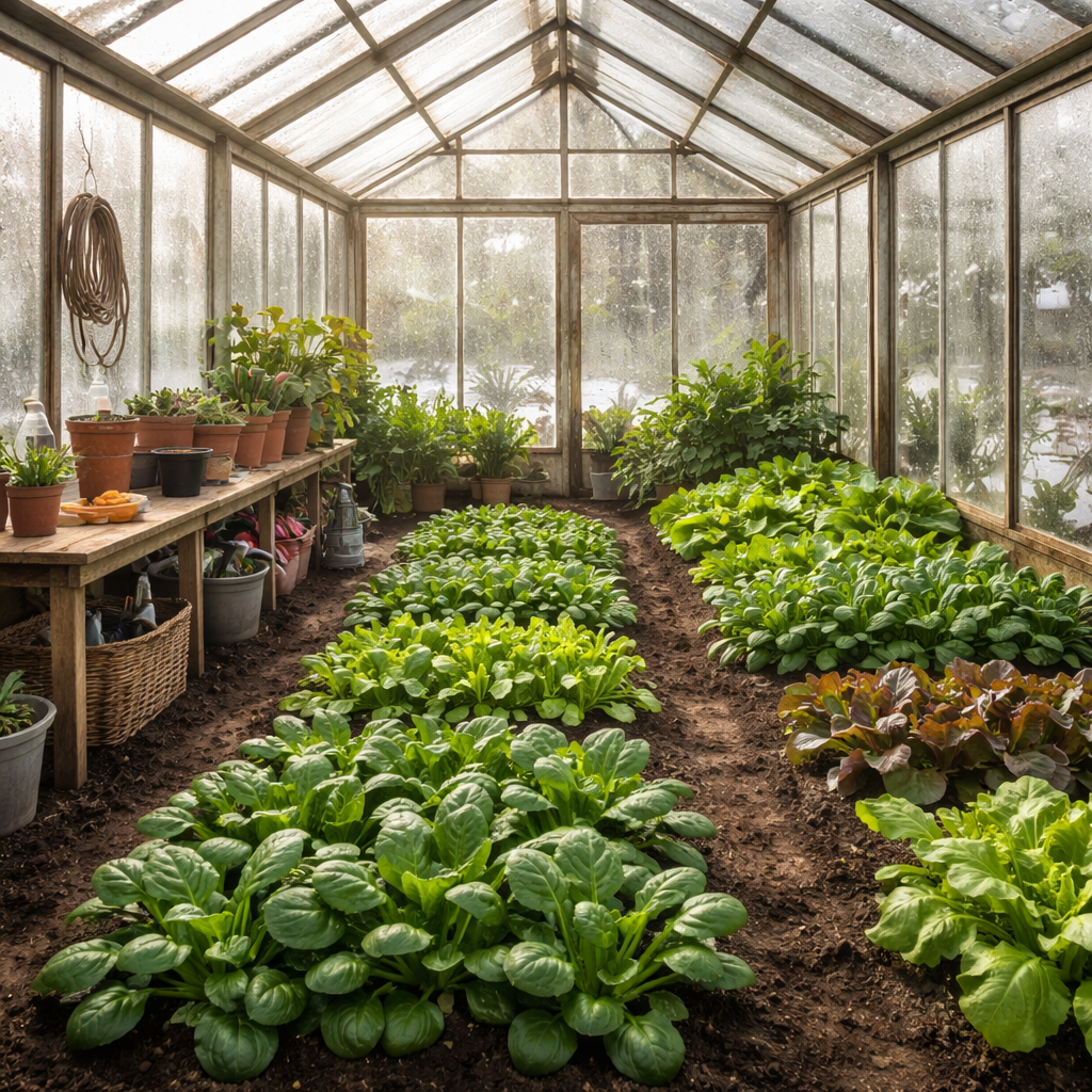 Kaj saditi pozimi v rastlinjaku 2026: praktičen načrt